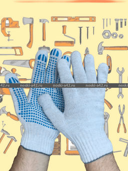 Цена за 10 пар. Перчатки рабочие хб с ПВХ - 10 класс, 5-и нитка СТАНДАРТ БЕЛЫЕ - For you фото 5