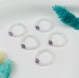 Кольцо на резинке из Лунного камня и Аметиста 15 р.