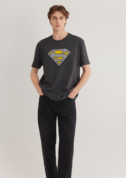 Superman Bask?l? Antrasit Tisort - Mavi фото 2