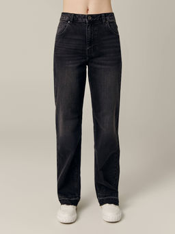 CONTE CON-716 Джинсы straight из eco-friendly денима с необработанным краем black