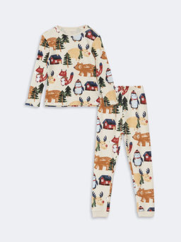 Bisiklet Yaka Uzun Kollu Bask?l? Erkek Bebek Pijama Tak?m?