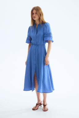 Vestido efecto arrugado con bordado ingl?s - H&m фото 5