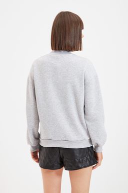 TRENDYOLMILLA Bordo Kal?n Ici Polarl? Yar?m Bal?kc? Yaka Relaxed/Rahat Kal?p Orme Sweatshirt TWOAW20SW0584  фото 10