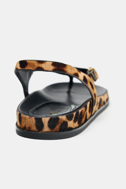 ANIMAL PRINT LEATHER AND SHEEPSKIN SANDALS