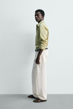 CAMISA DENIM FLUIDO REGULAR FIT / Verde / Crudo - Zara фото 4