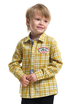 Рубашка в клетку классический стиль UD 7976 клетка желтая - Mini maxi фото 7