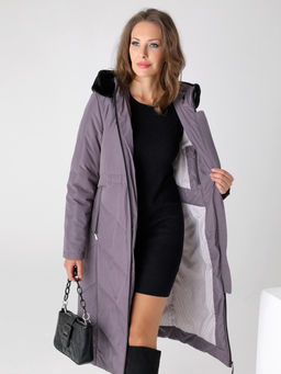 23409 Пальто серо-сиреневый - Dizzyway фото 2