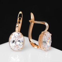 Серьги со стразами Блум классика, мини овалы, цвет белый в розовом золоте