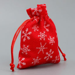 Цена за 5 шт. Мешочек подарочный холща Морозко, снежинки, 10 х 12 см +/- 1.5 см - Дарите счастье фото 2