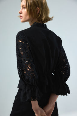 Blusa en mezcla de lino con bordado ingl?s - H&m фото 2