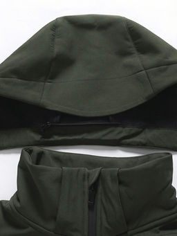 Ветровка мужская софтшелл виндстоппер с капюшоном спортивная цвета хаки 9615_1Kh