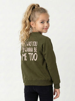 Толстовка для девочки на молнии 22-5528 хаки