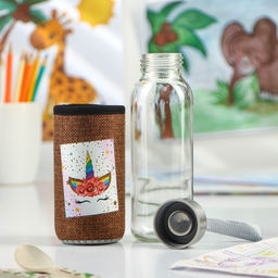 Бутылка для воды стеклянная в чехле «Единорожек», 300 мл, h=16.5 см