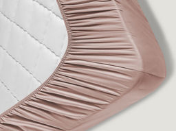 Простыня на резинке 3966-БЧ сатин 200*180*25 рис.15-1512 цв. бежево-розовый