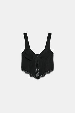 TOP POLIAMIDA ENCAJE BOTONES / Negro - Zara фото 3