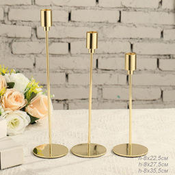 Подсвечники 3 штуки набор золото / HA-32 /уп 24/металл