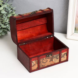 Шкатулка для украшений «Сундук. Карта путешественника», для мелочи, состаренная, дерево, 11×17.5×11.5 см, МИКС