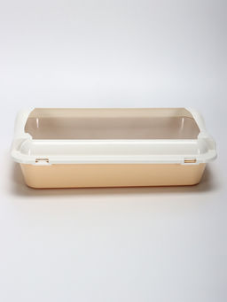 Туалет средний с бортом и сеткой 36×26×9, см, лоток бежевый, сетка и борт белые