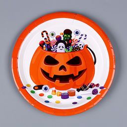 Тарелка бумажная Тыква, в наборе 6 шт.