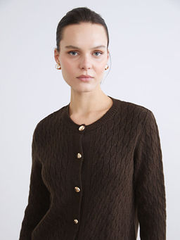 Bisiklet Yaka Kendinden Desenli Kad?n Triko H?rka