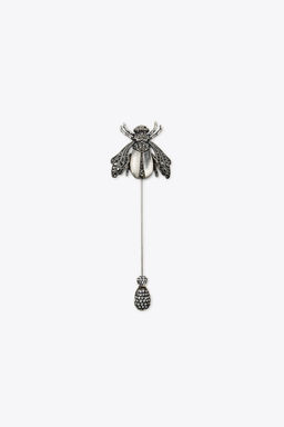 MAXI METAL BEE BROOCH WITH RHINESTONES