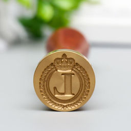 Печать для сургуча с деревянной ручкой «Корона с буквой L», 9×2.5×2.5 см