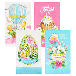 Набор полотенец кухонный Доляна Пасхальные забавы 35х60см-4шт, 100% хлопок