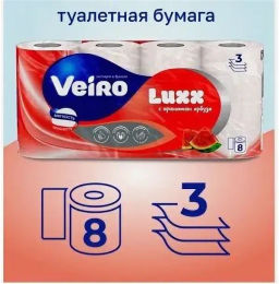 VEIRO т/бумага 3-сл. Люксория ( 8 рул.) Арбуз фото 5
