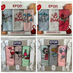 Набор кухонных салфеток EFOR (3шт) (40*60) 8 марта