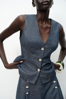 PEPLUM WAISTCOAT WITH LINEN - Zara фото 4