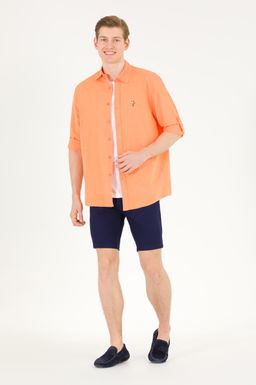 U. S. Polo Assn / Мужская оранжевая базовая рубашка с длинным рукавом - U.s. polo assn фото 4