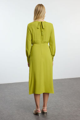 TRENDYOLMILLA Siyah Midi Y?rtmacl? Dokuma Elbise TWOAW24EL00851  фото 19