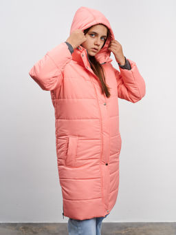 Пальто зимнее для девочки мембрана коралл