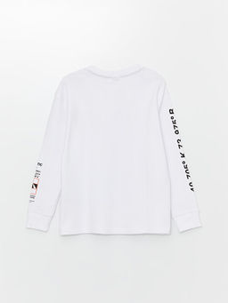 Bisiklet Yaka Uzun Kollu Bask?l? Erkek ?ocuk Ti??rt - Waikiki фото 2