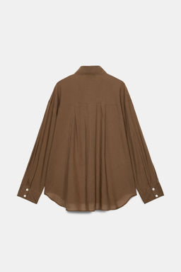 CAMISA OVERSIZE ALGOD?N / Marr?n - Zara фото 7