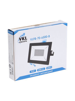 Прожектор светодиодный VKL electric, 70 Вт, 8400 Лм, 6500К, IP65, 220V, черный, свеч.хол.бел. 109814