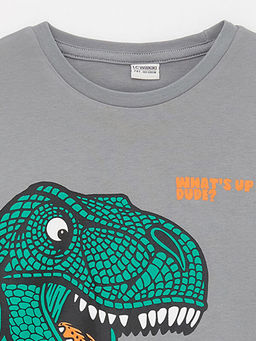 Bisiklet Yaka Bask?l? Uzun Kollu Erkek ?ocuk Ti??rt - Waikiki фото 3