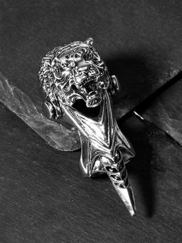 Кольцо Коготь тигр, цвет чернёное серебро, 20 размер