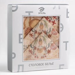 Набор кухонный «Этель» Floral pattern: скатерть 147×219 +/-2 см с ГМВО, салфетка 40×40 см - 12 шт.