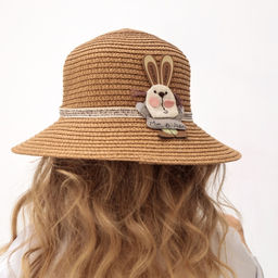 Шляпа для девочки MINAKU «Зайка», коричневая, размер 52 (3-5 лет)