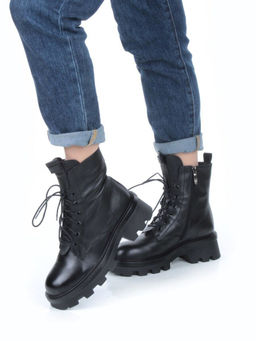 04-M3-2170 BLACK Ботинки зимние женские (натуральная кожа, натуральный мех)