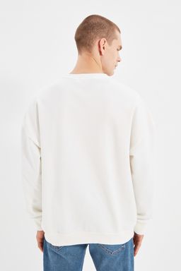 Ekru Oversize/Genis Kesim Uzun Kollu Bask?l? Sweatshirt TMNAW22SW0587 - Trendyolmilla фото 5