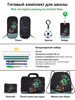 Рюкзак SkyName set-RK-626 + мешок для обуви, папка, пенал, кошелек, бейдж, канц. набр, брелок мячик  фото 15