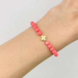 Браслет из розового Коралла со вставкой клевер - Радуга самоцветов фото 2