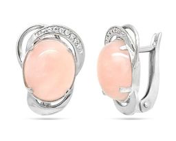 Серьги из серебра розовый кварц, СПН4010