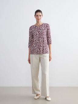 Bisiklet Yaka ?i?ekli Bluz