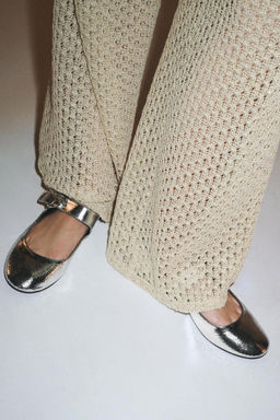 METALLIC LEATHER-EFFECT BALLERINAS - Zara фото 2