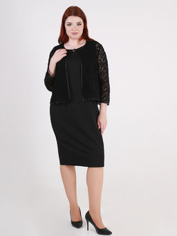 Платье-футляр больших размеров черное с накидкой - Almond фото 5