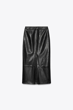 FAUX LEATHER MIDI SKIRT - Zara фото 8