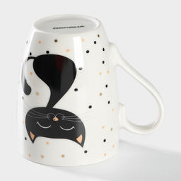 Кружка Доляна «Котик», 350 мл, фарфор, белая